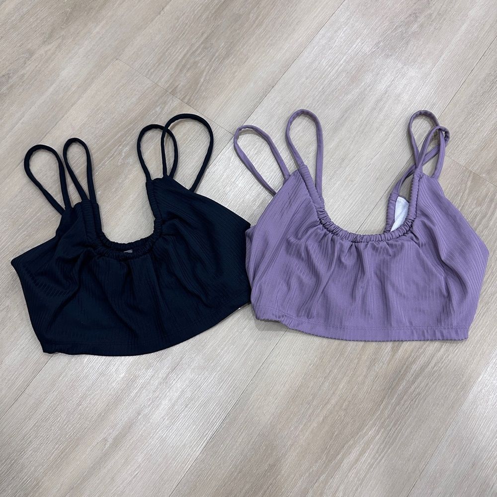 Free People Movement Hot Tip Crop, Set of 2, XS, Black and Smoked Mulberry